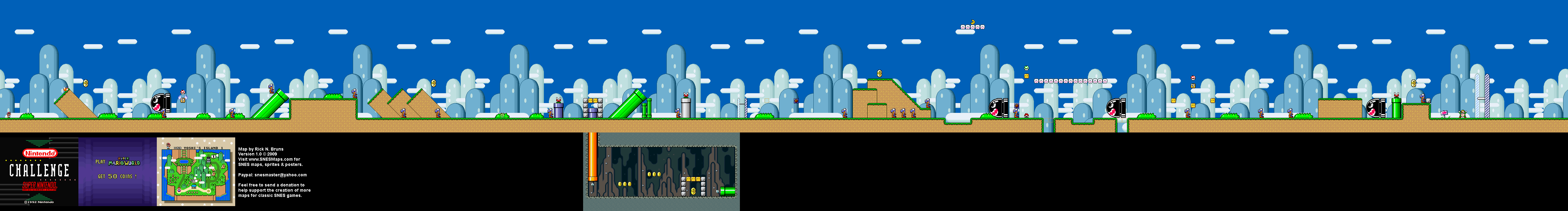 1992 Campus Challenge Super Mario World Map 1 - SNES Super Nintendo