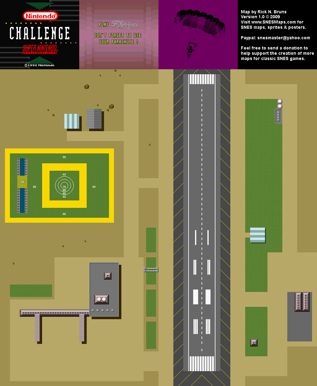 1992 Campus Challenge Pilotwings Map 1 - SNES Super Nintendo