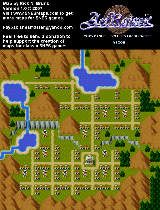 Actraiser - Aitso Map Populated - SNES Super Nintendo
