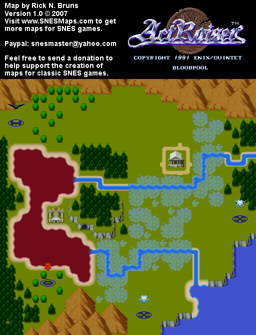 Actraiser - Bloodpool Map Unpopulated - SNES Super Nintendo