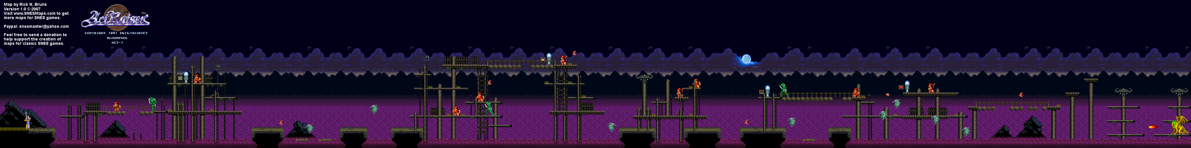 Actraiser - Bloodpool Act-1 Map - SNES Super Nintendo