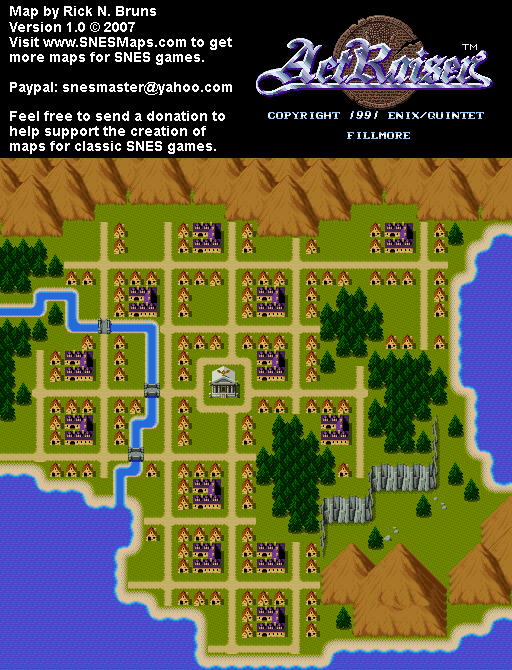 Actraiser - Fillmore Map Populated - SNES Super Nintendo