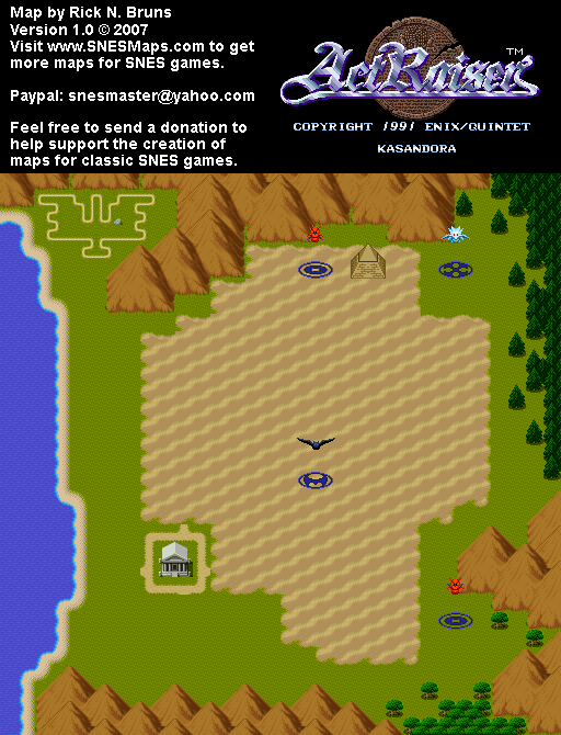 Actraiser - Kasandora Map Unpopulated - SNES Super Nintendo