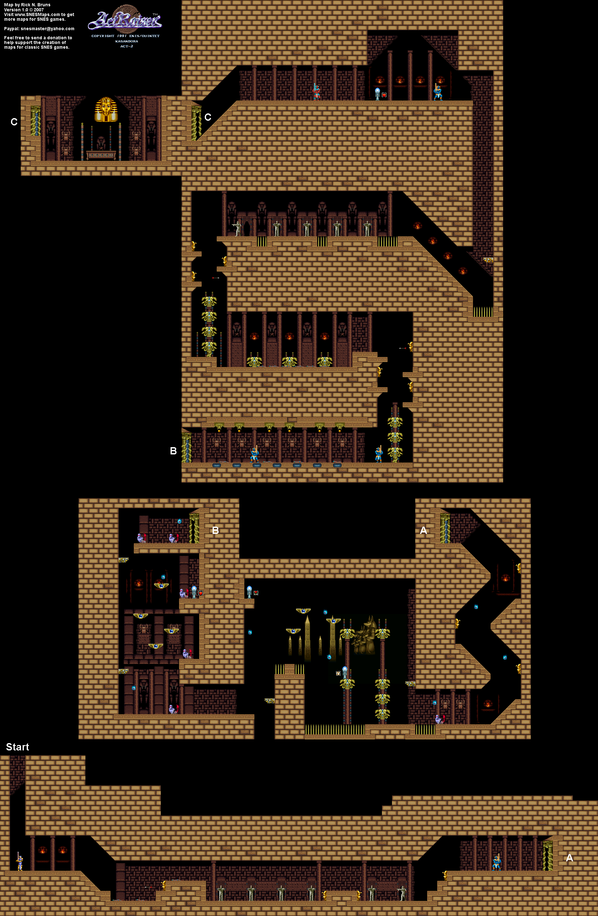Actraiser - Kasandora Act-2 Map - SNES Super Nintendo