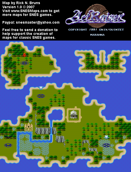 Actraiser - Marahna Map Unpopulated - SNES Super Nintendo