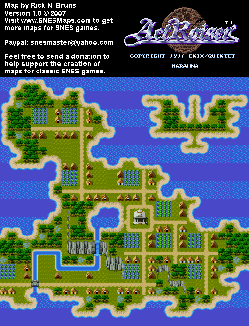 Actraiser - Marahna Map Populated - SNES Super Nintendo