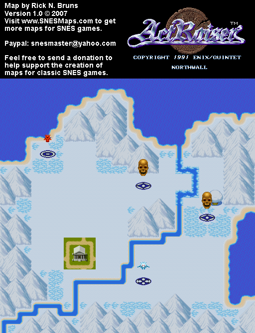 Actraiser - Northwall Map Unpopulated - SNES Super Nintendo