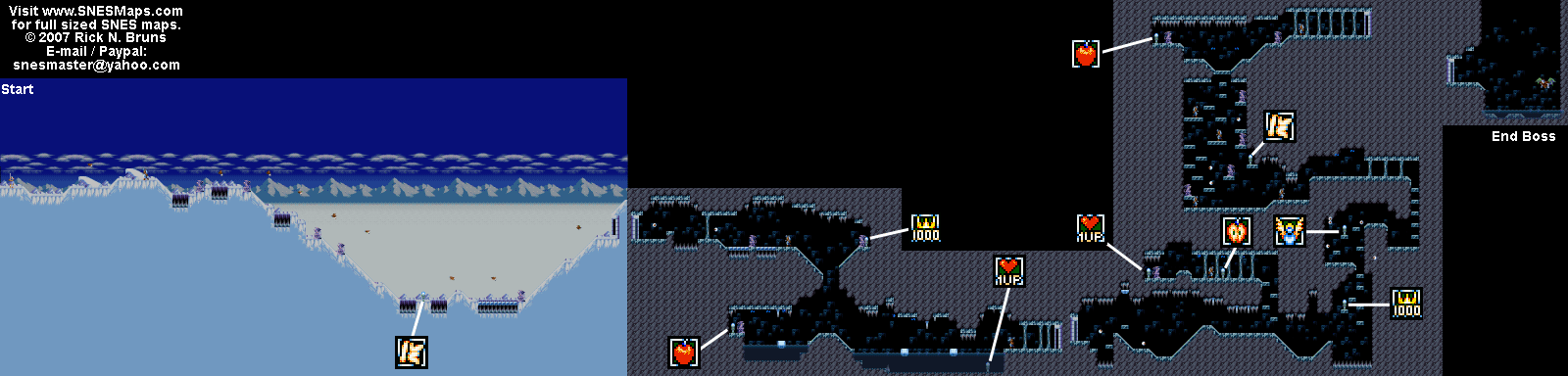 Actraiser - Northwall Act-1 Small Map - SNES Super Nintendo