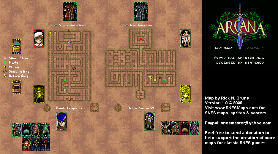 Arcana - Chapter 1: The Journey Begins Map - SNES Super Nintendo