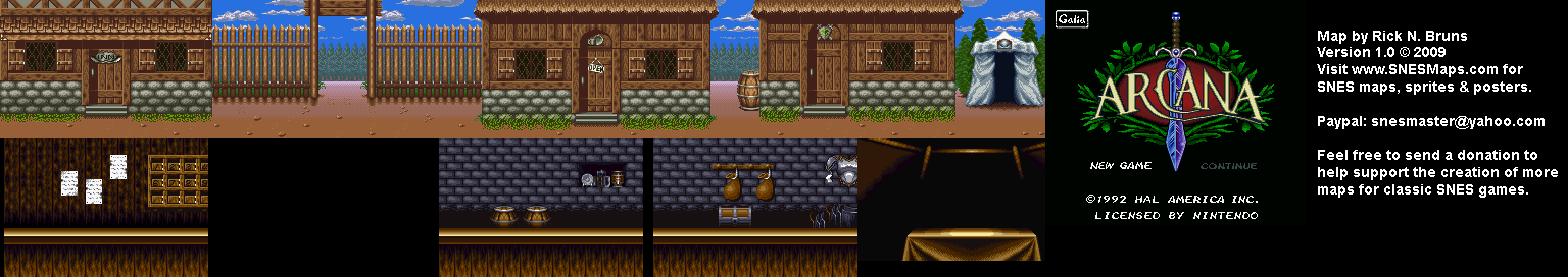 Arcana - Town of Galia Background Map - SNES Super Nintendo