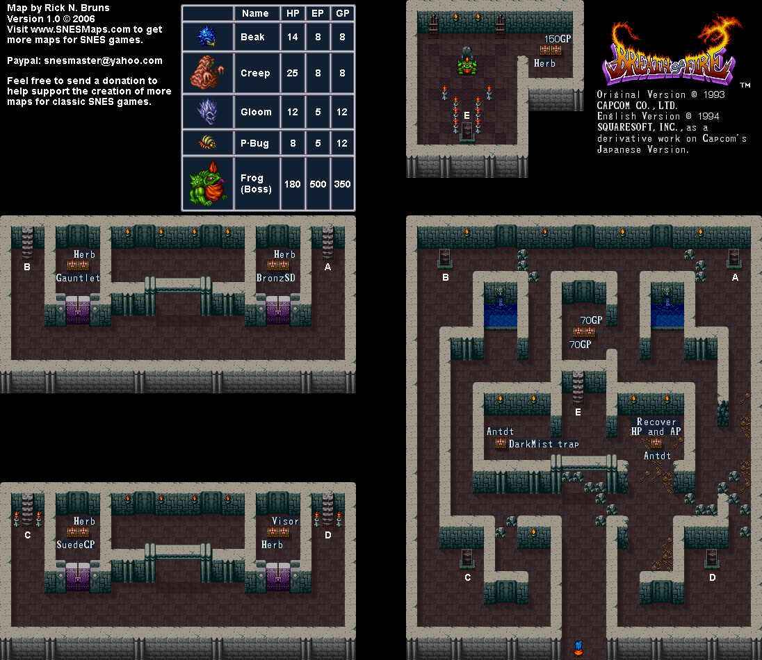 Breath of Fire - Camlon Castle Map - SNES Super Nintendo