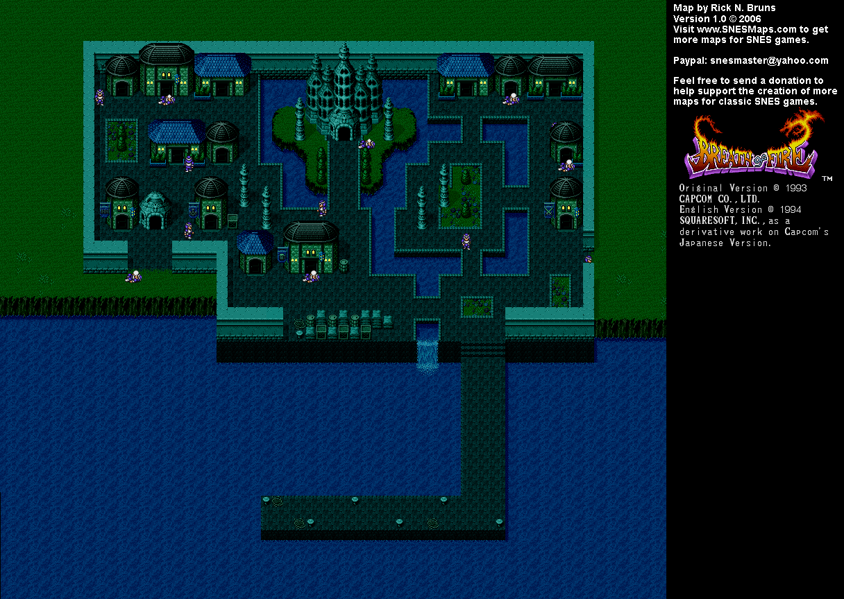 Breath of Fire - Nanai Town Night Map - SNES Super Nintendo