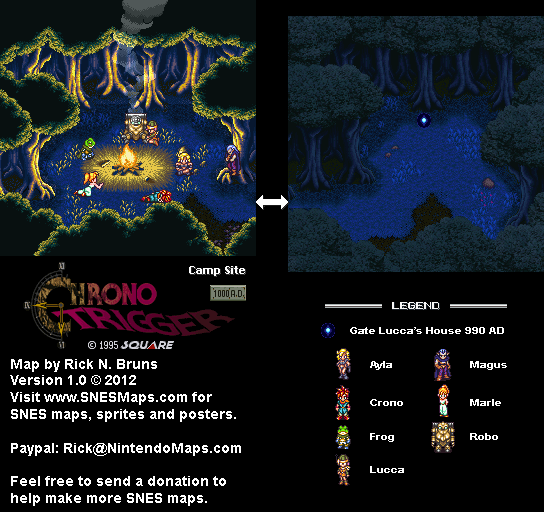 Chrono Trigger - Camp Site (1000 AD) Super Nintendo SNES Map