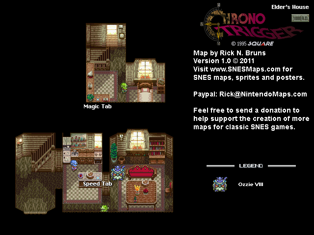 Chrono Trigger - Elder's House (1000 AD) Super Nintendo SNES Map