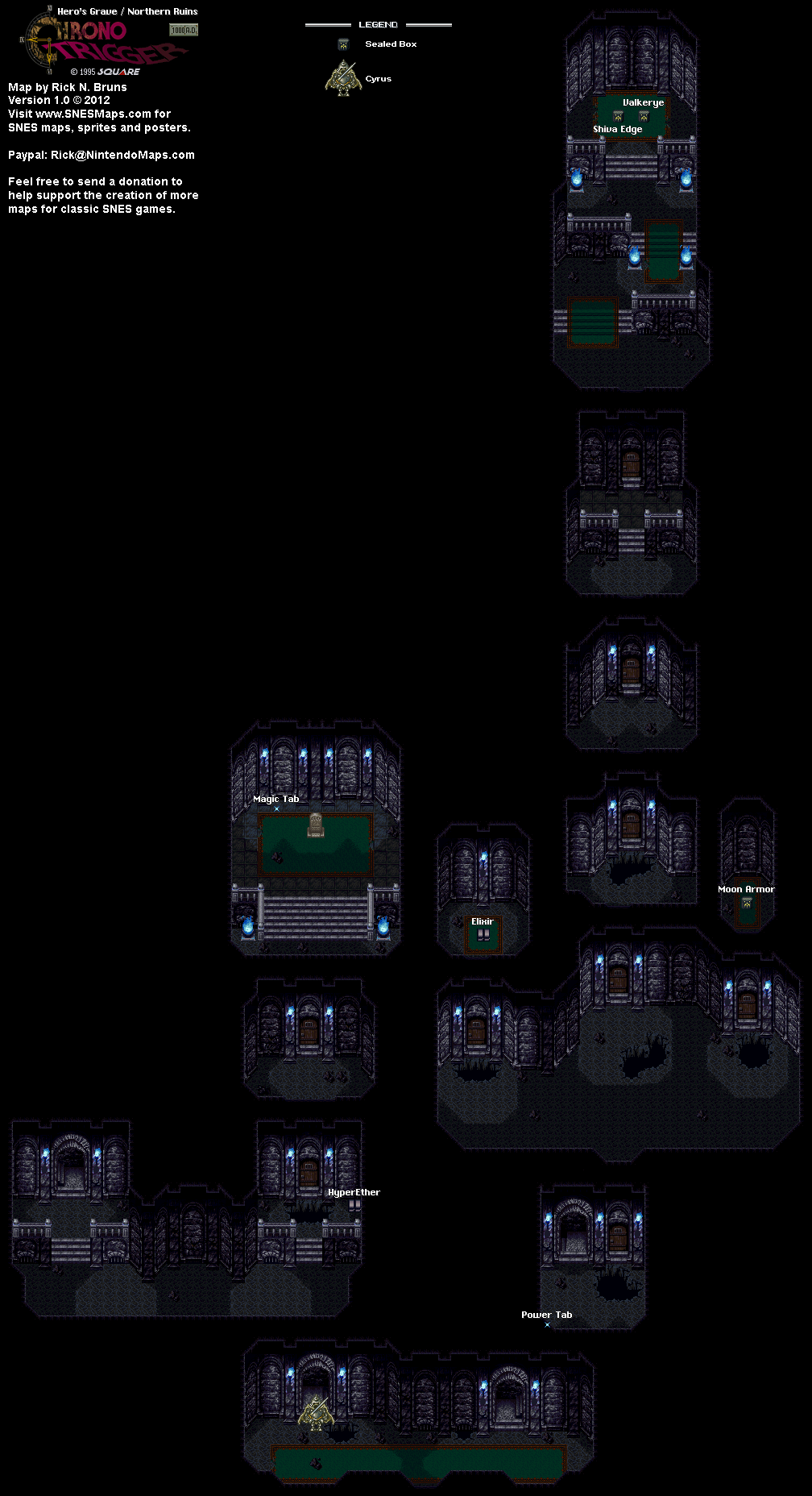 Chrono Trigger - Northern Ruins (1000 AD) Super Nintendo SNES Map