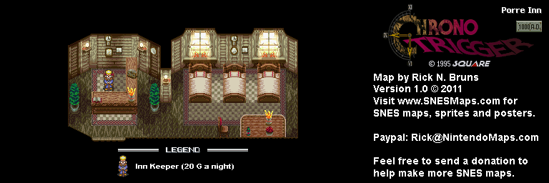 Chrono Trigger - Porre Inn (1000 AD) Super Nintendo SNES Map