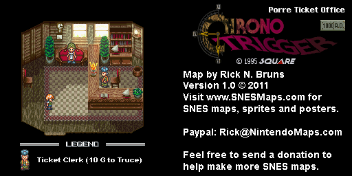 Chrono Trigger - Porre Ticket Office (1000 AD) Super Nintendo SNES Map