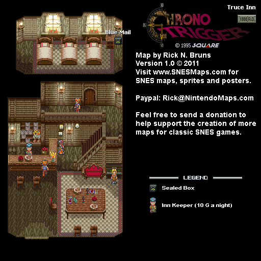 Chrono Trigger - Truce Inn (1000 AD) Super Nintendo SNES Map