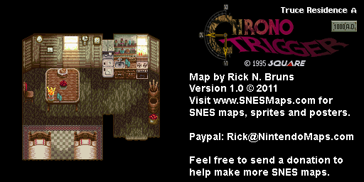 Chrono Trigger - Truce Residence A (1000 AD) Super Nintendo SNES Map BG