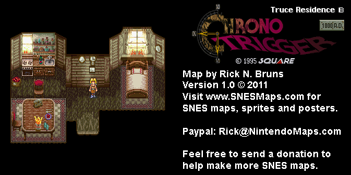 Chrono Trigger - Truce Residence B (1000 AD) Super Nintendo SNES Map
