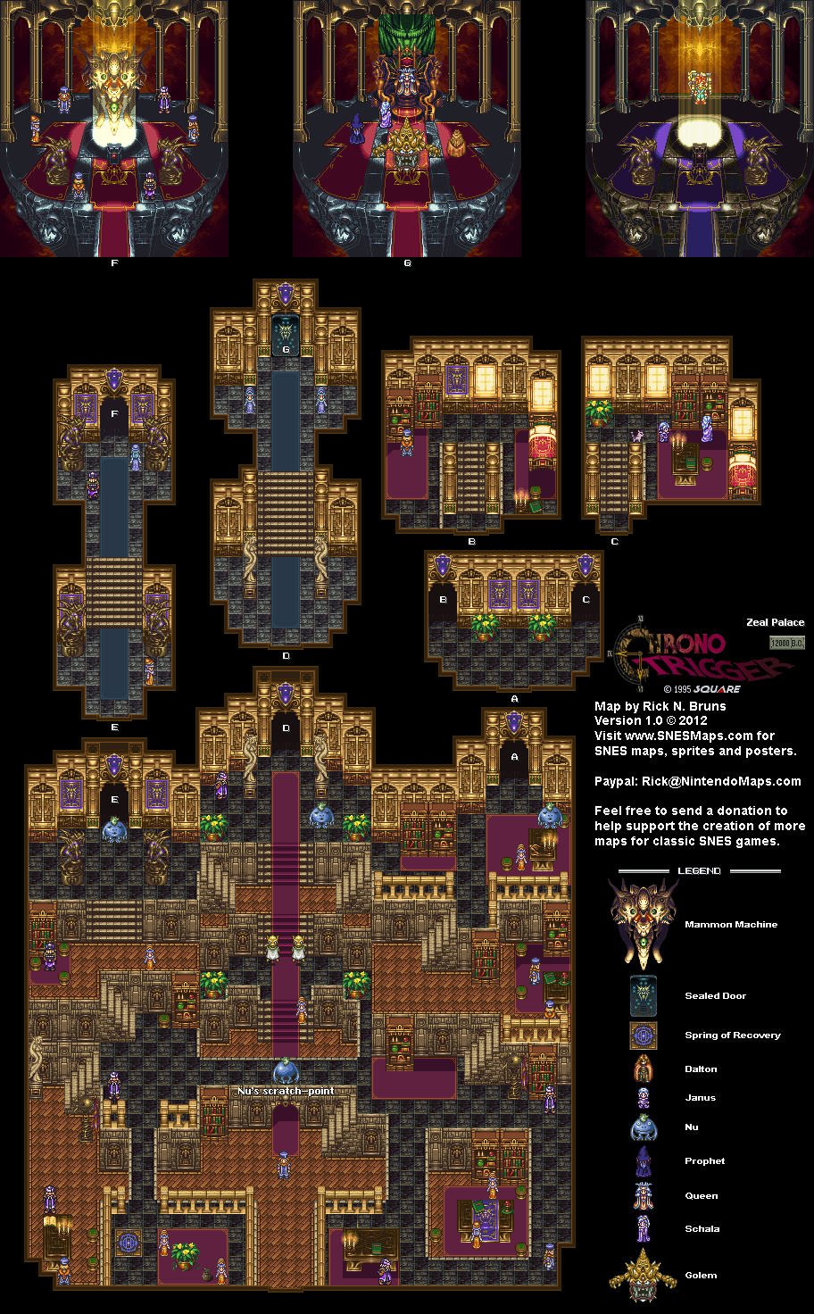 Chrono Trigger - Zeal Palace (12,000 BC) Super Nintendo SNES Map