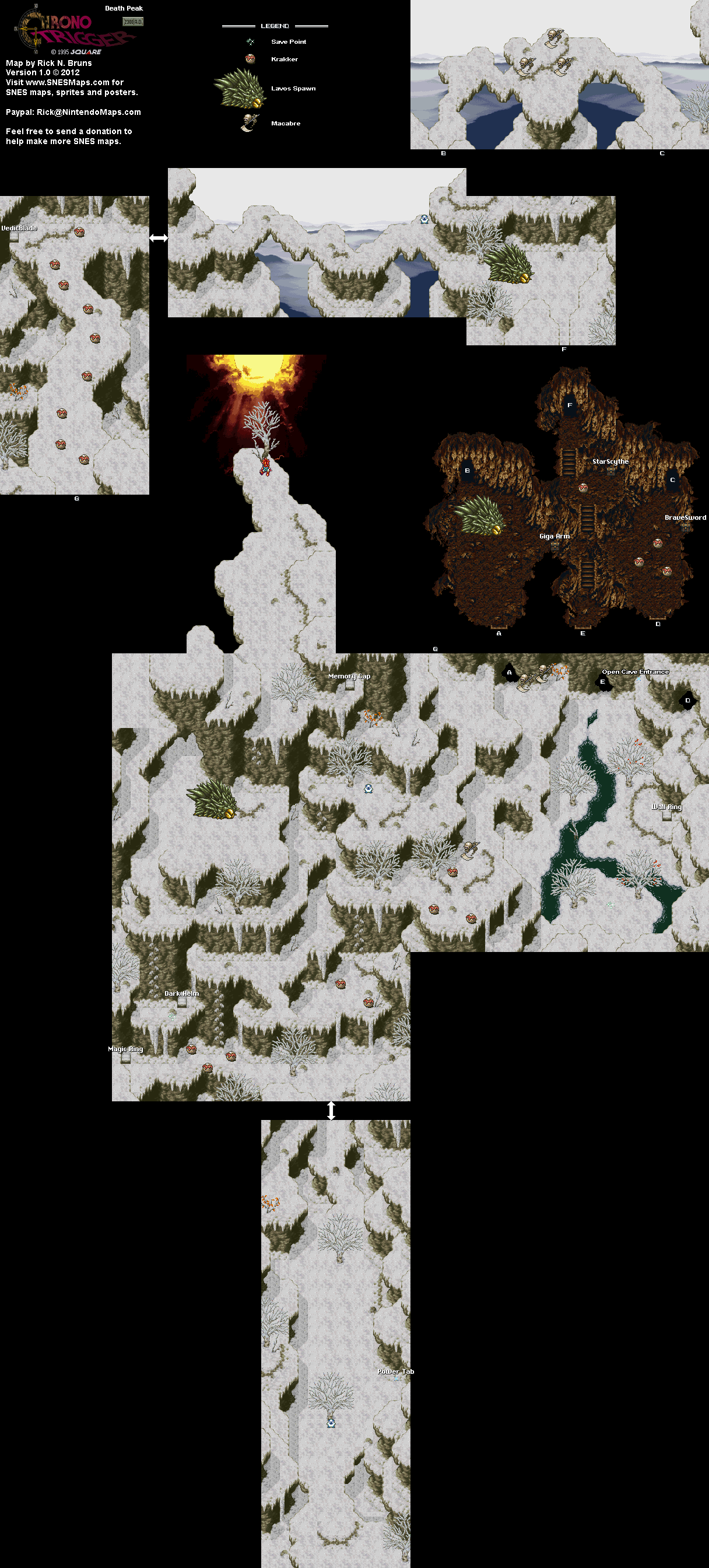 Chrono Trigger - Death Peak (2300 AD) Super Nintendo SNES Map