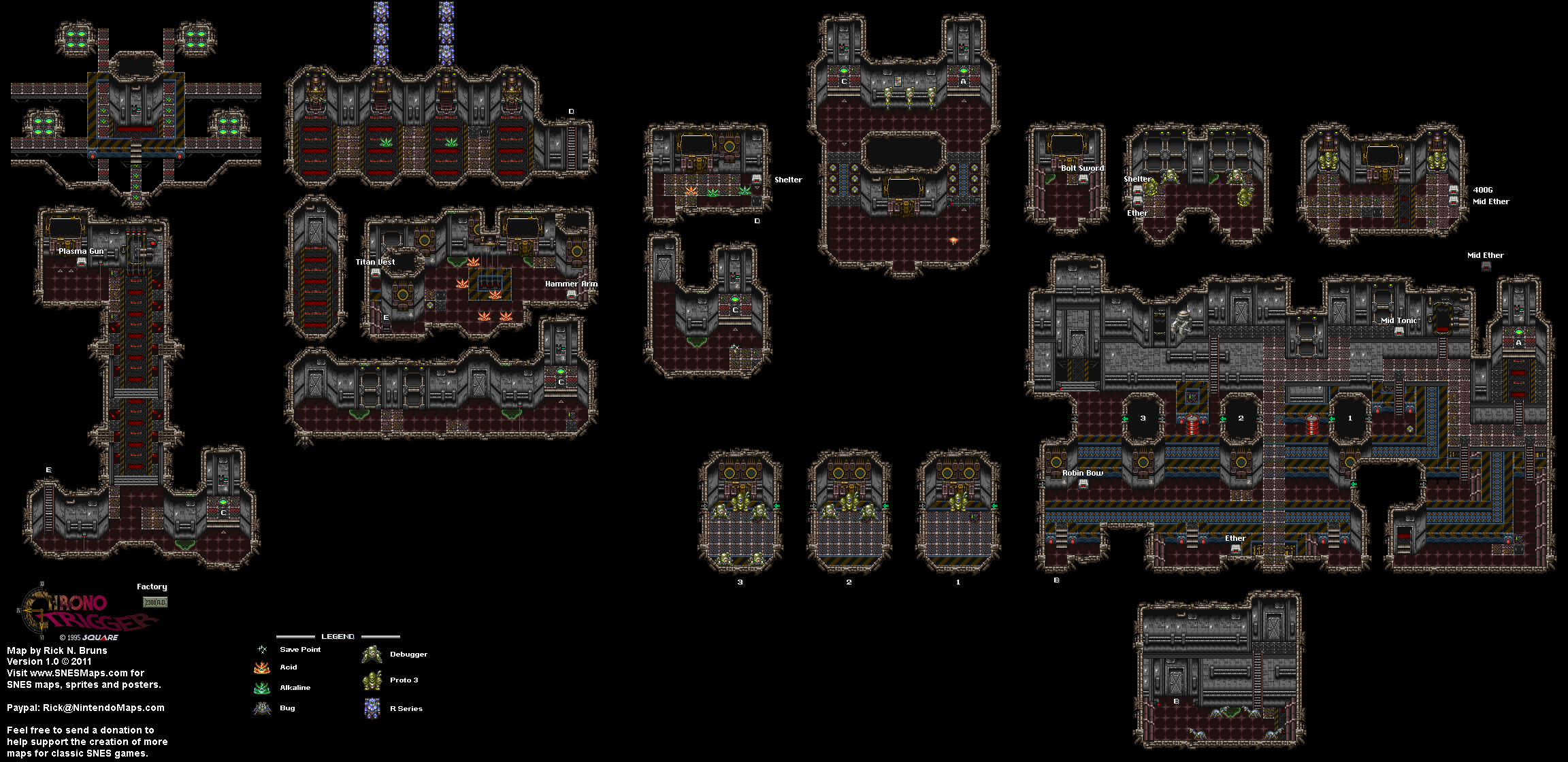Chrono Trigger - Factory (2300 AD) Super Nintendo SNES Map