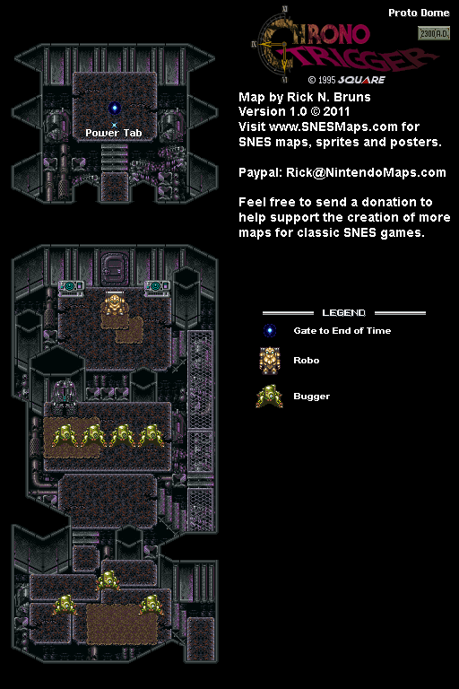Chrono Trigger - Proto Dome (2300 AD) Super Nintendo SNES Map