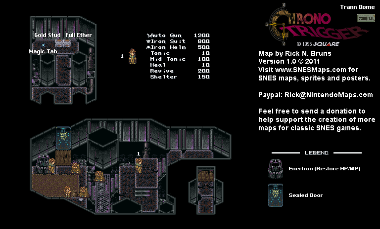 Chrono Trigger - Trann Dome (2300 AD) Super Nintendo SNES Map