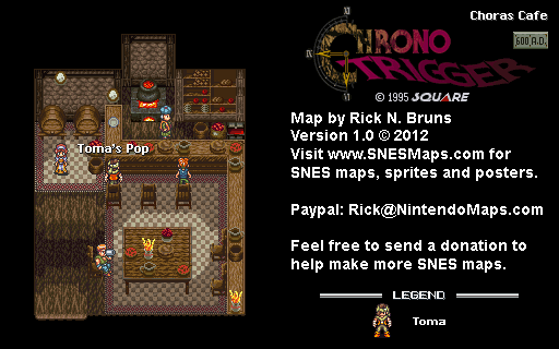 Chrono Trigger - Choras Cafe (600 AD) Super Nintendo SNES Map