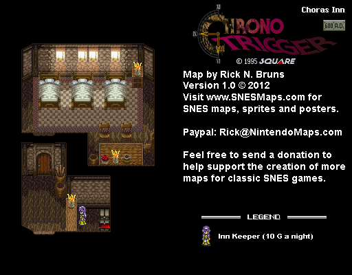 Chrono Trigger - Choras Inn (600 AD) Super Nintendo SNES Map