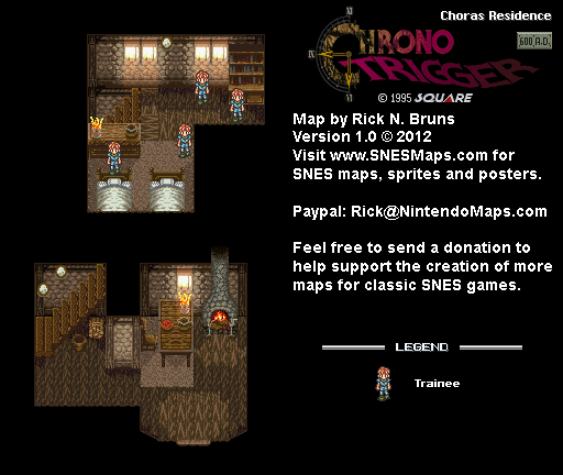 Chrono Trigger - Choras Residence (600 AD) Super Nintendo SNES Map