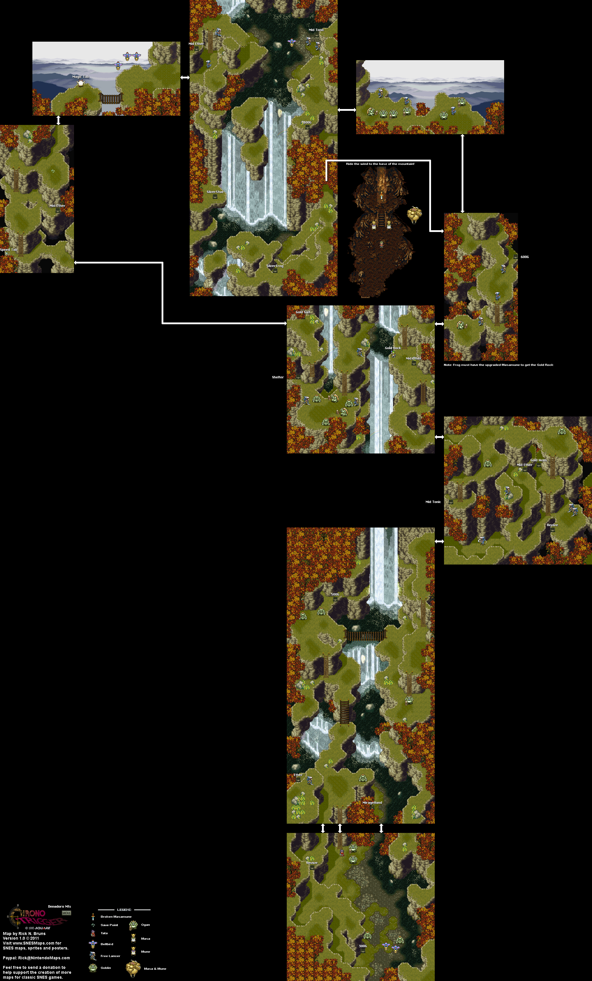 Chrono Trigger - Denadoro Mts (600 AD) Super Nintendo SNES Map