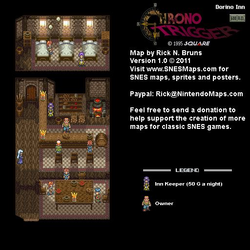 Chrono Trigger - Dorino Inn (600 AD) Super Nintendo SNES Map