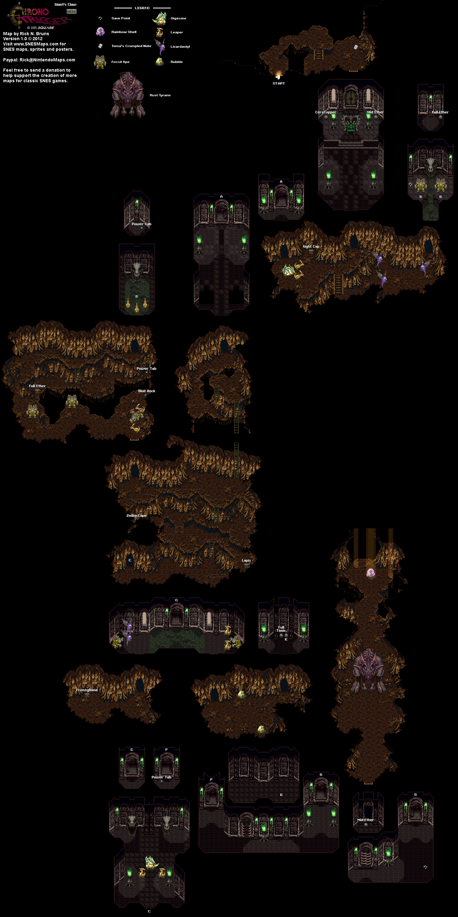 Chrono Trigger - Giant's Claw (600 AD) Super Nintendo SNES Map