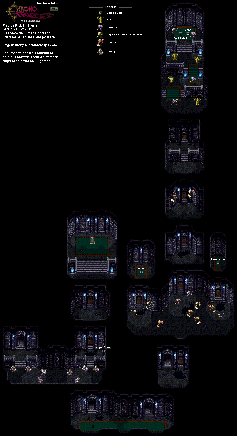 Chrono Trigger - Northern Ruins (600 AD) Super Nintendo SNES Map