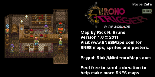 Chrono Trigger - Porre Cafe (600 AD) Super Nintendo SNES Map