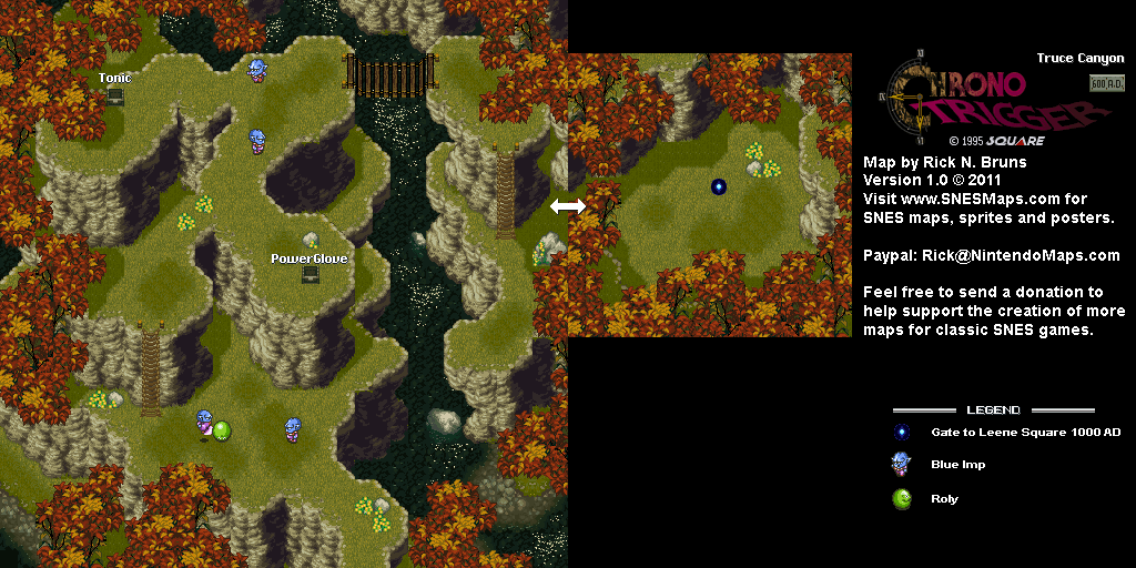 Chrono Trigger - Truce Canyon (600 AD) Super Nintendo SNES Map