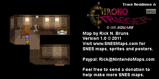 Chrono Trigger - Truce Residence A (600 AD) Super Nintendo SNES Map
