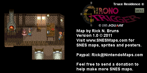 Chrono Trigger - Truce Residence B (600 AD) Super Nintendo SNES Map