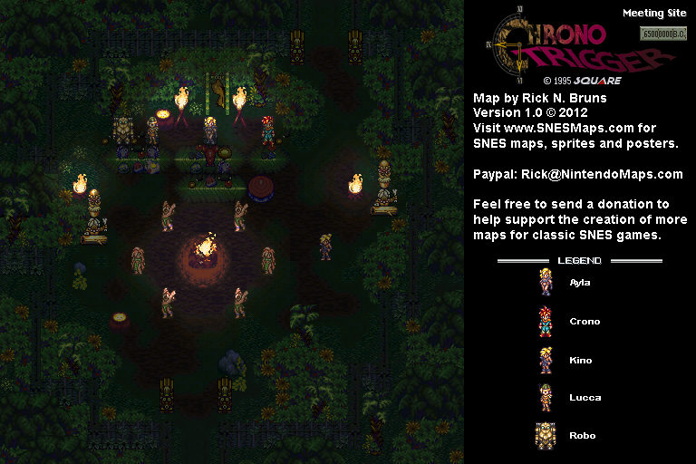 Chrono Trigger - Meeting Site at Night (65,000,000 BC) Super Nintendo SNES Map