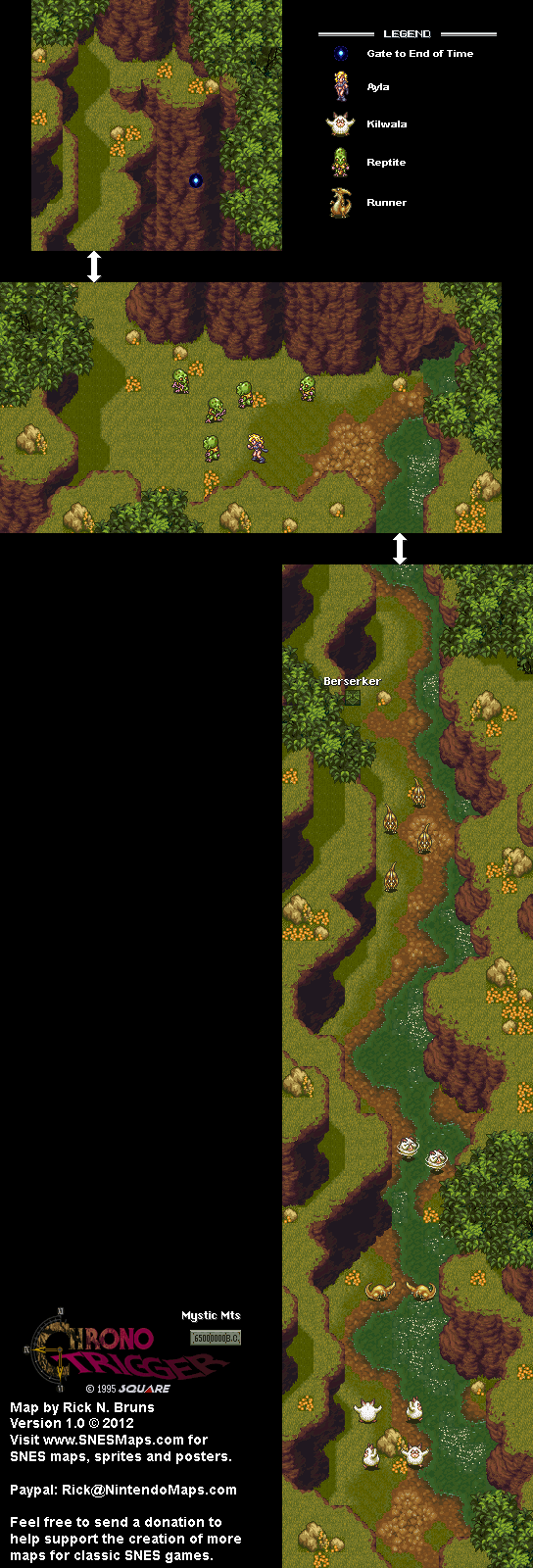 Chrono Trigger - Mystic Mts (65,000,000 BC) Super Nintendo SNES Map