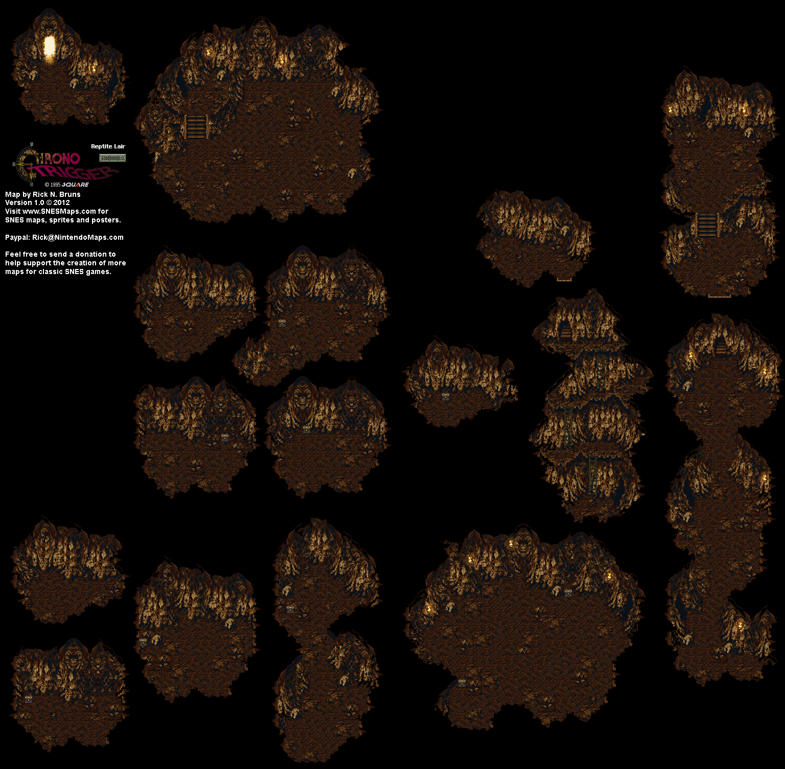 Chrono Trigger - Reptite Lair (65,000,000 BC) Super Nintendo SNES Map BG