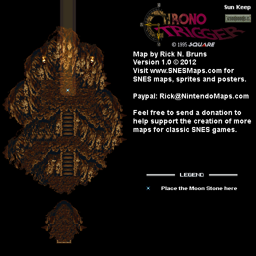 Chrono Trigger - Sun Keep (65,000,000 BC) Super Nintendo SNES Map