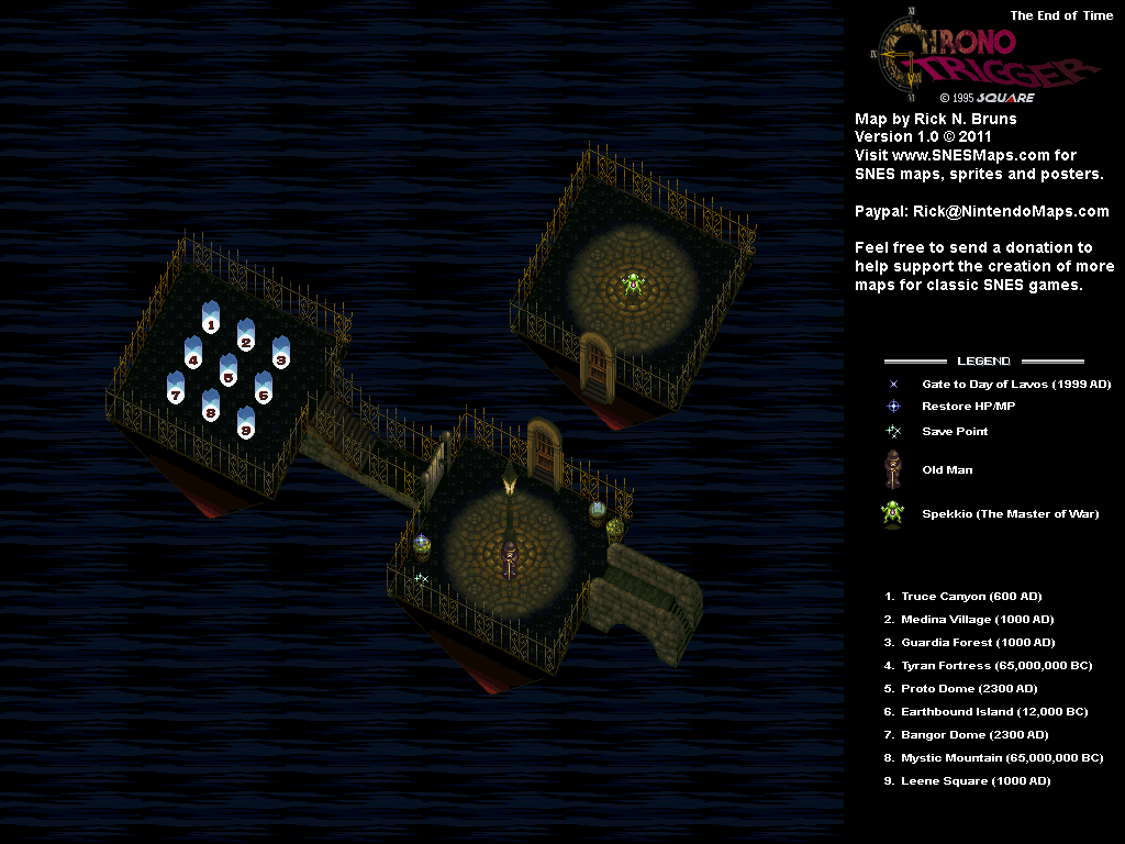 Chrono Trigger - The End of Time Super Nintendo SNES Map