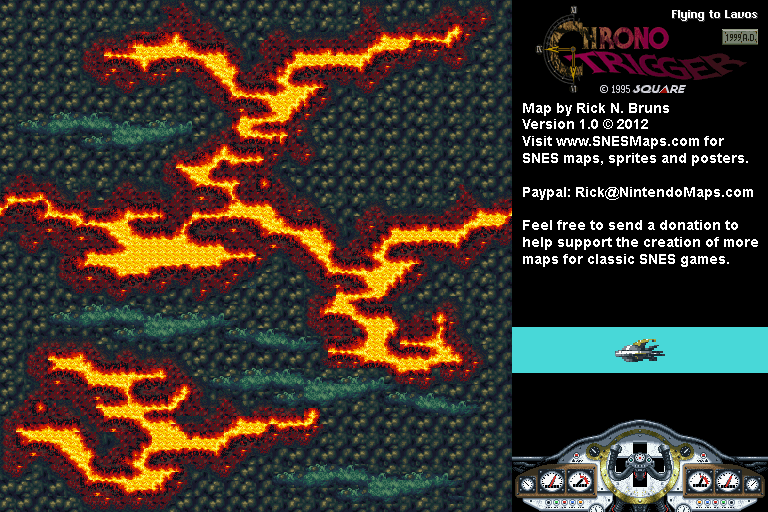 Chrono Trigger - Flying to Lavos (1999 AD) Super Nintendo SNES Map