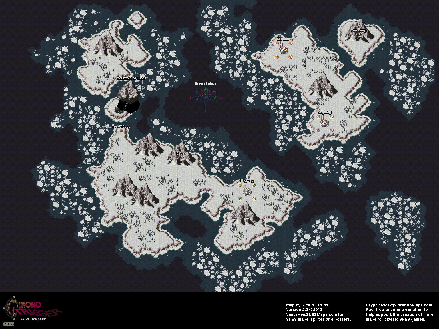 Chrono Trigger - Dark Ages (12,000 BC) Overworld Super Nintendo SNES Map