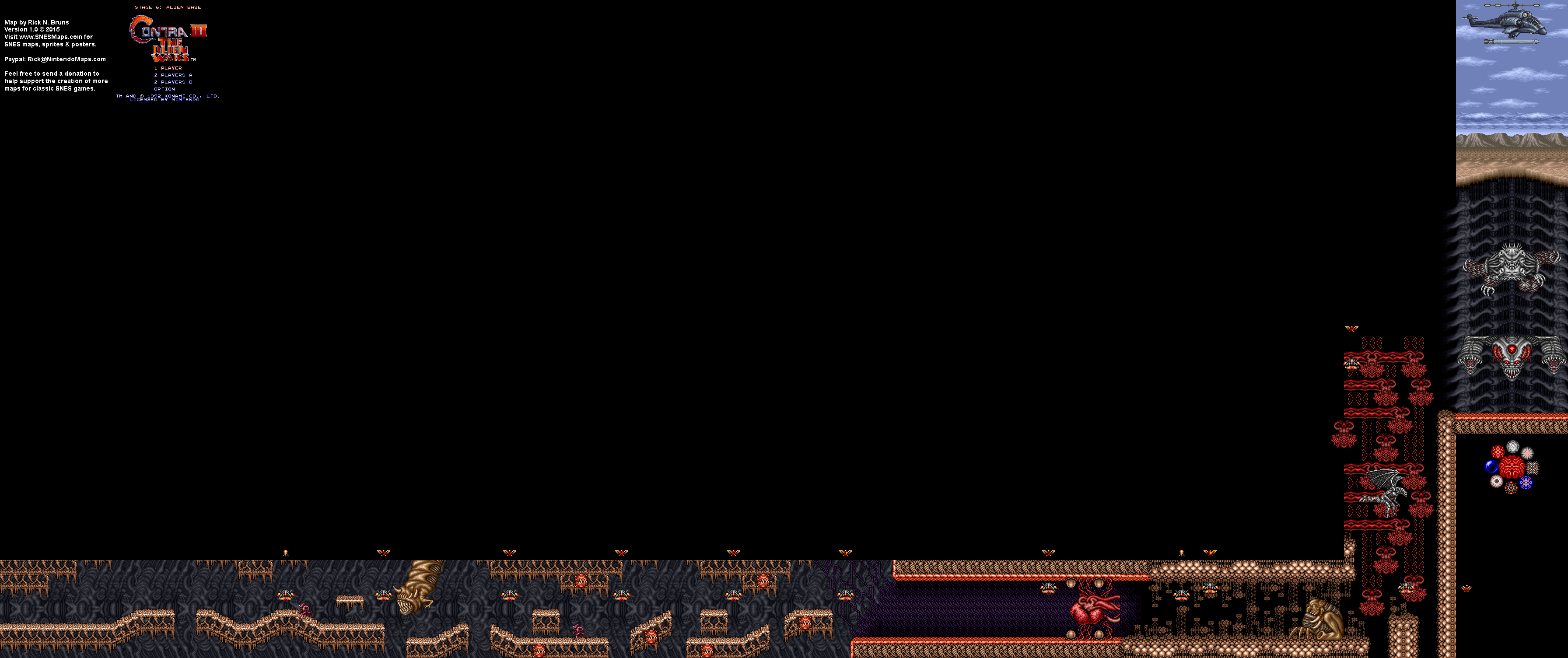 Contra 3: The Alien Wars - Stagel 6 Alien Base - Super Nintendo SNES Map