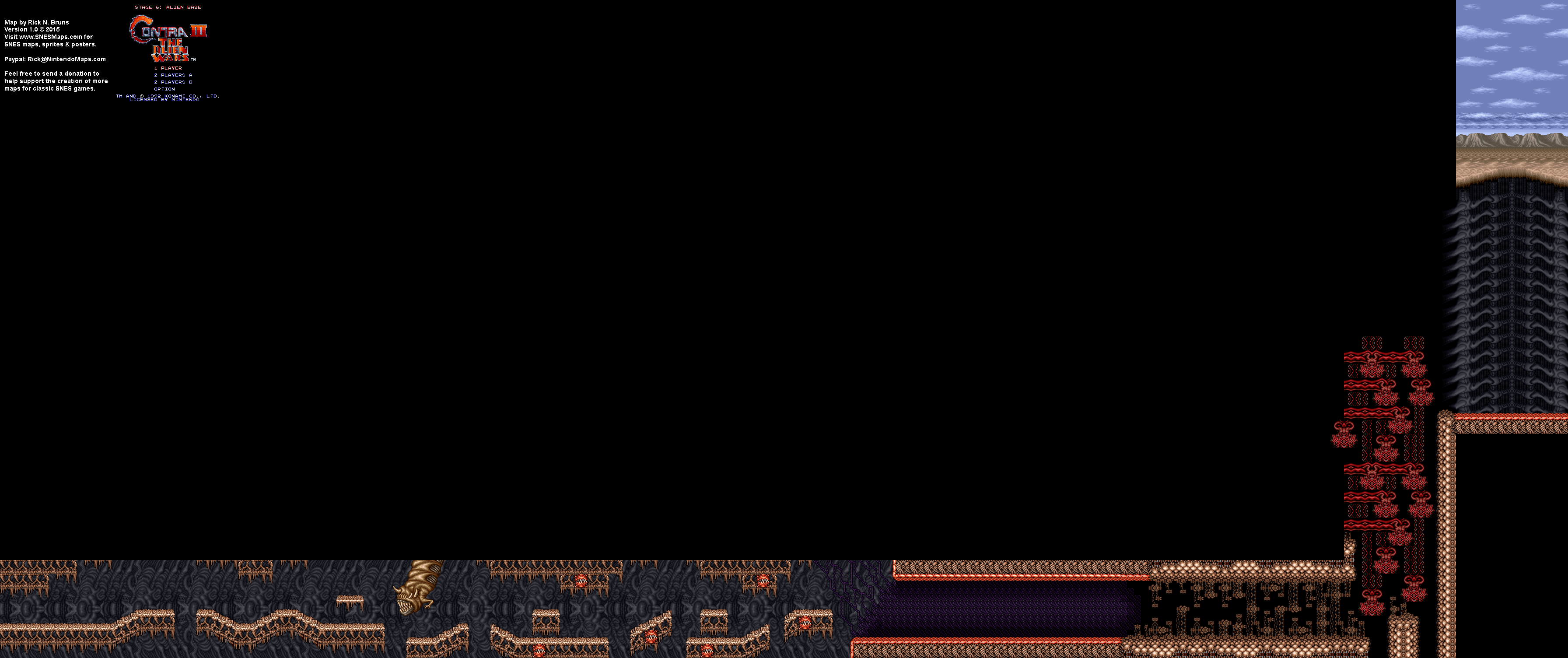 Contra 3: The Alien Wars - Stagel 6 Alien Base - Super Nintendo SNES Map BG