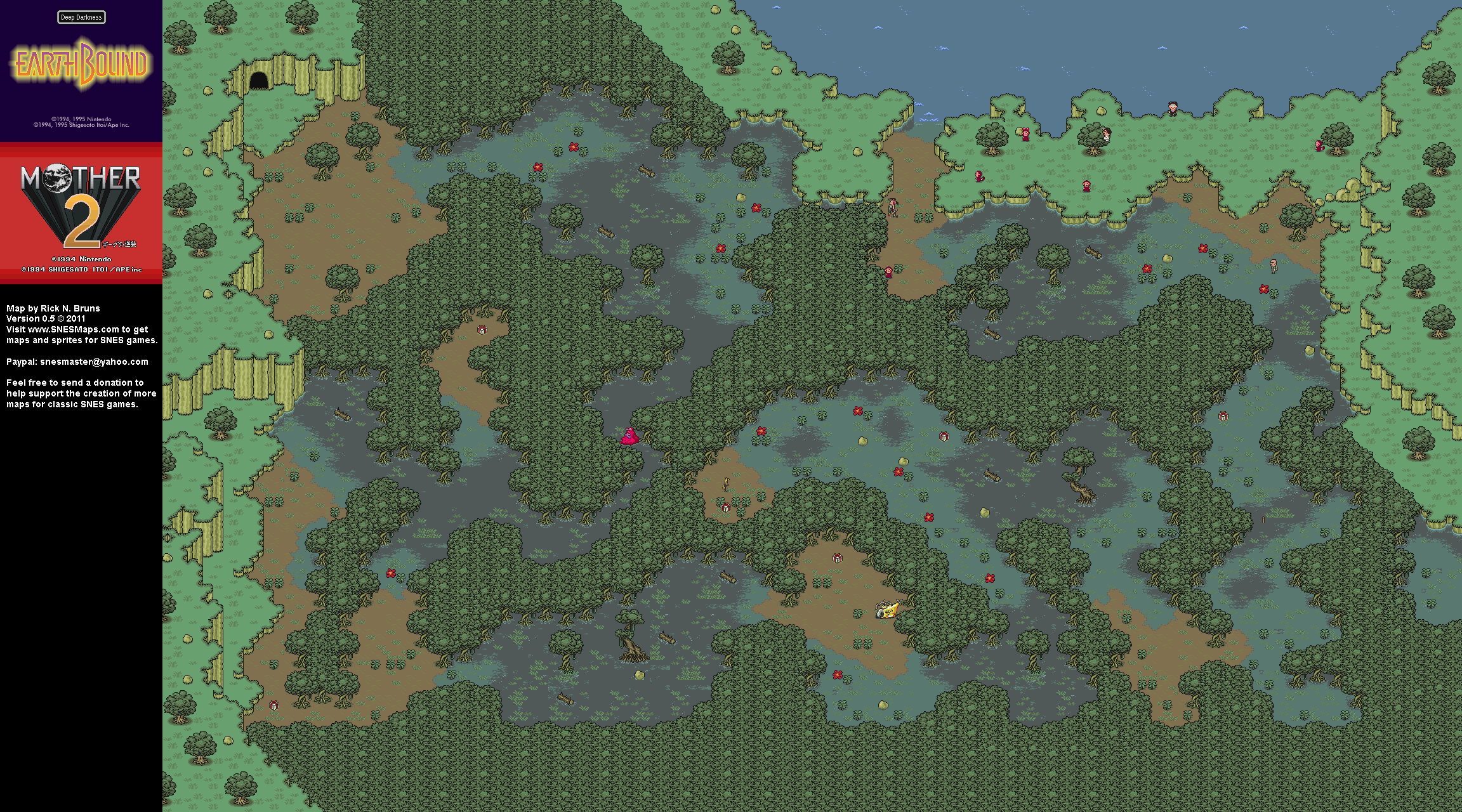 EarthBound (Mother 2) - Deep Darkness Super Nintendo SNES Map